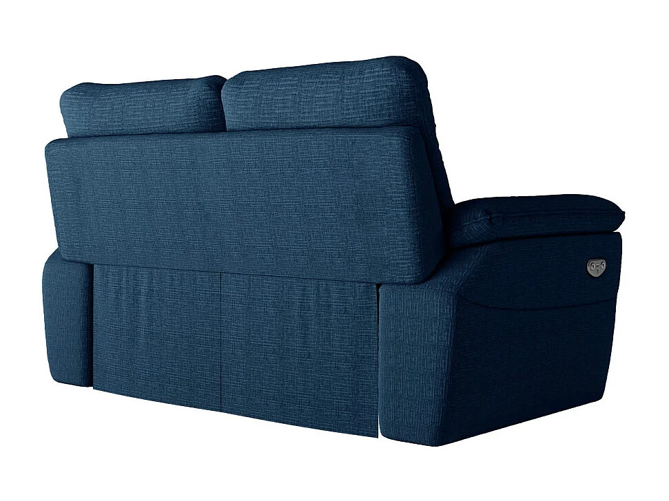 PACK - Canapé de relaxation ROSS électrique 2 places et fauteuil en tissu texturé 3D - Bleu foncé