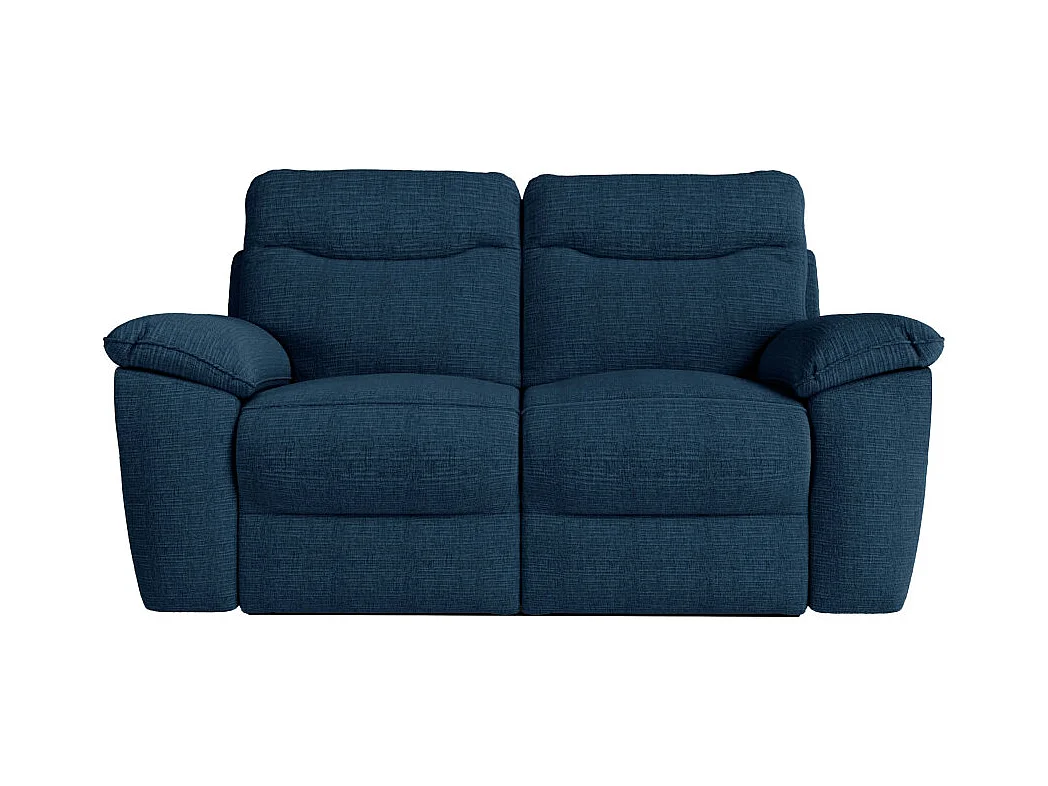 PACK - Canapé de relaxation ROSS électrique 2 places et fauteuil en tissu texturé 3D - Bleu foncé