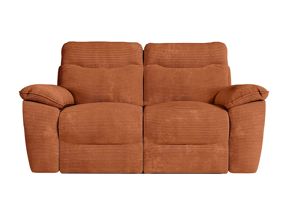 PACK - Canapé de relaxation ROSS électrique 2 places et fauteuil en velours côtelé - Terracotta