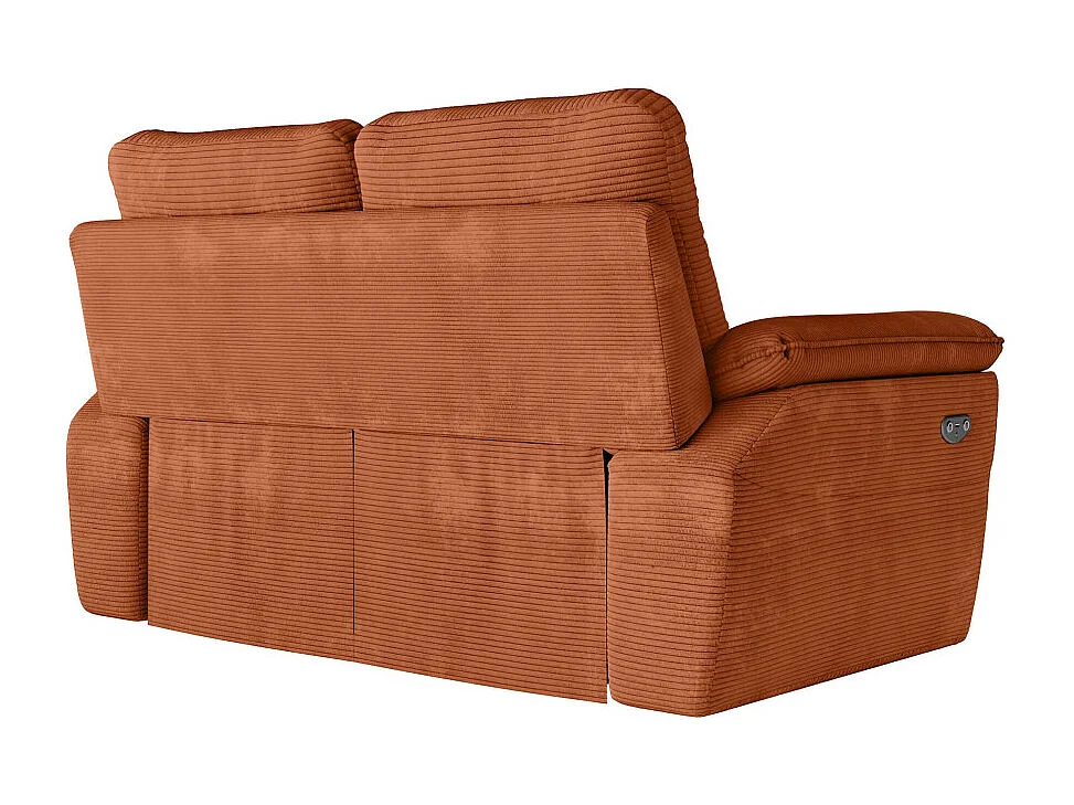 PACK - Canapé de relaxation ROSS électrique 2 places et fauteuil en velours côtelé - Terracotta