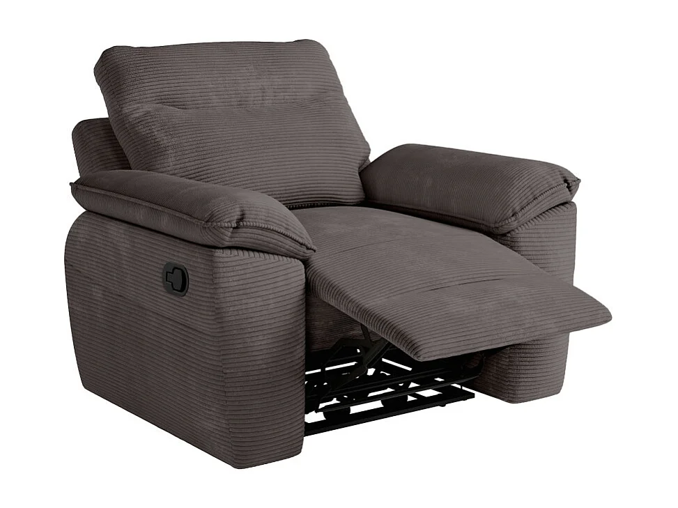 PACK - Canapé de relaxation ROSS manuel 3 places et fauteuil en velours côtelé - Gris