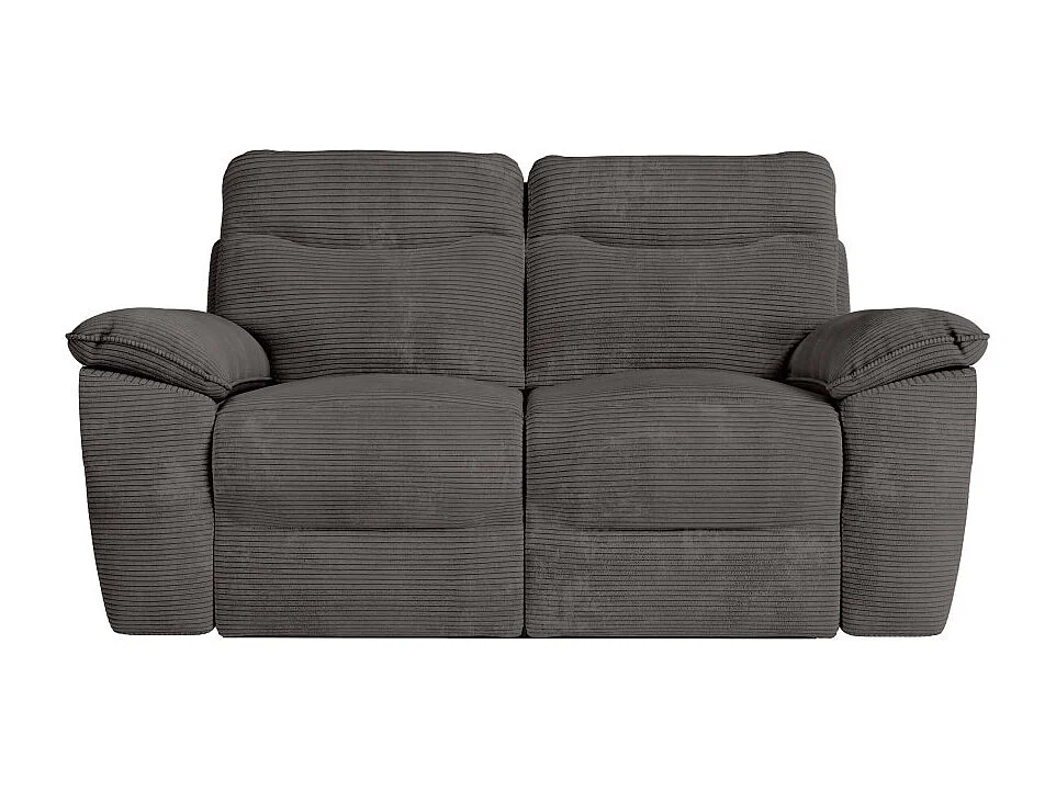 PACK - Canapé de relaxation ROSS électrique 2 places et fauteuil en velours côtelé - Gris