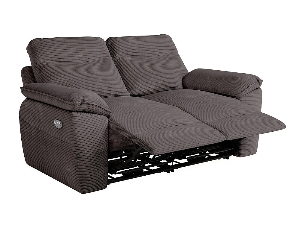 PACK - Canapé de relaxation ROSS électrique 2 places et fauteuil en velours côtelé - Gris