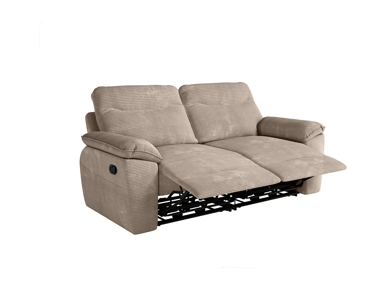 PACK - Canapé de relaxation ROSS manuel 3 places et fauteuil en velours côtelé - Taupe