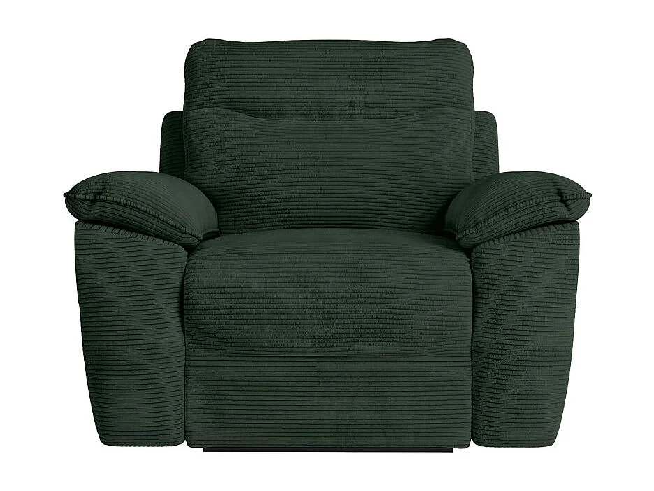 PACK - Canapé de relaxation ROSS électrique 3 places et fauteuil en velours côtelé - Vert foncé