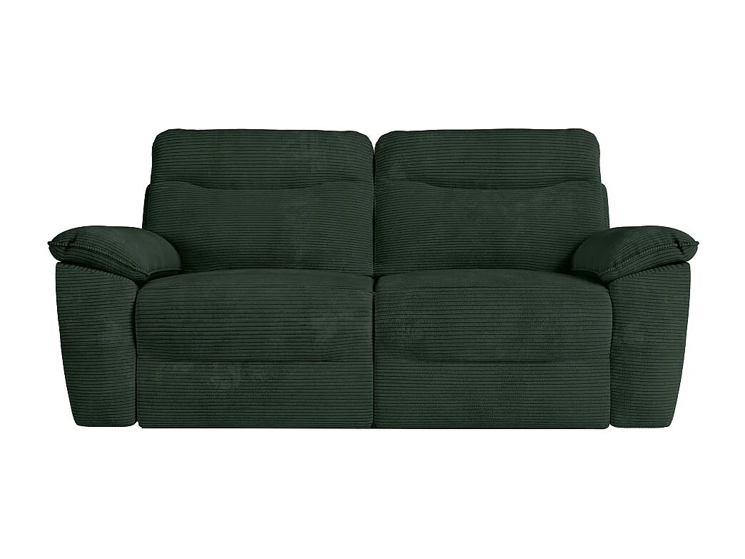 PACK - Canapé de relaxation ROSS électrique 3 places et fauteuil en velours côtelé - Vert foncé