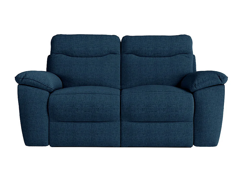 PACK - Canapé de relaxation ROSS manuel 2 places et fauteuil en tissu texturé 3D - Bleu foncé
