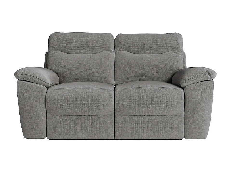 PACK - Canapé de relaxation ROSS manuel 2 places et fauteuil en tissu antitache - Gris