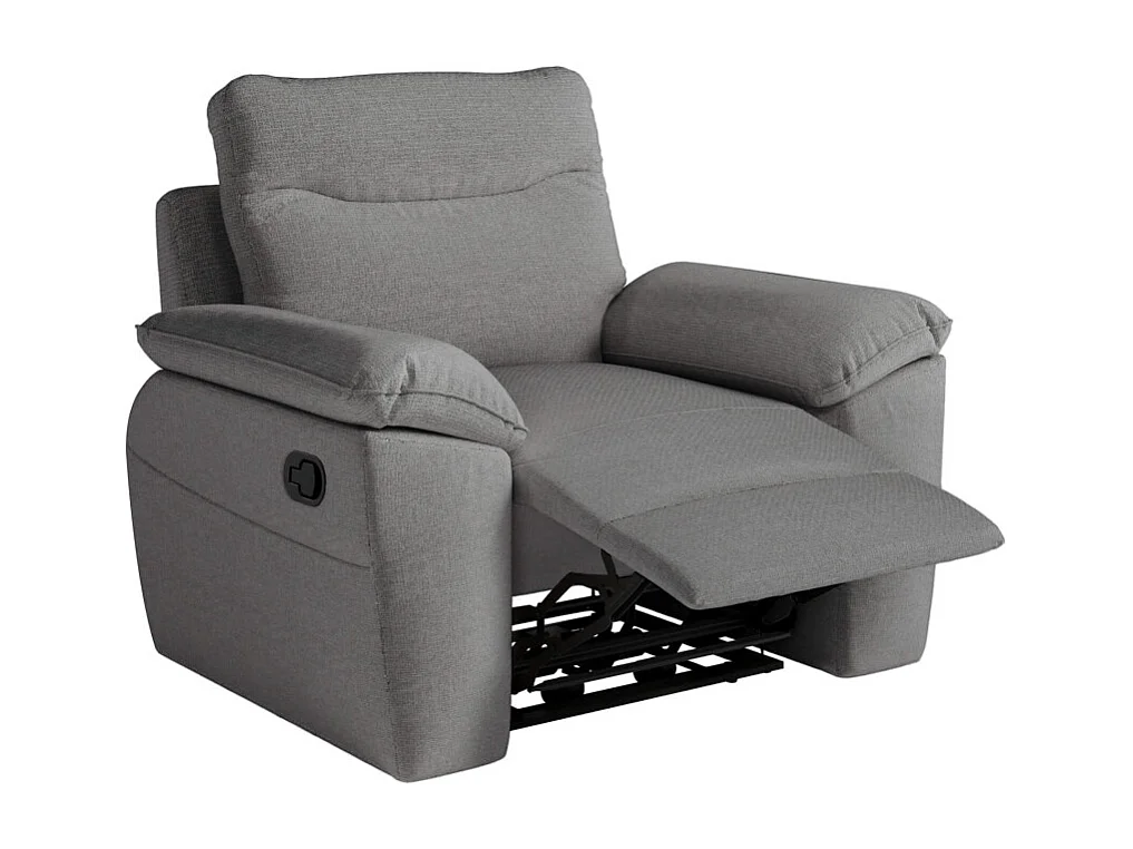 PACK - Canapé de relaxation ROSS manuel 2 places et fauteuil en tissu antitache - Gris