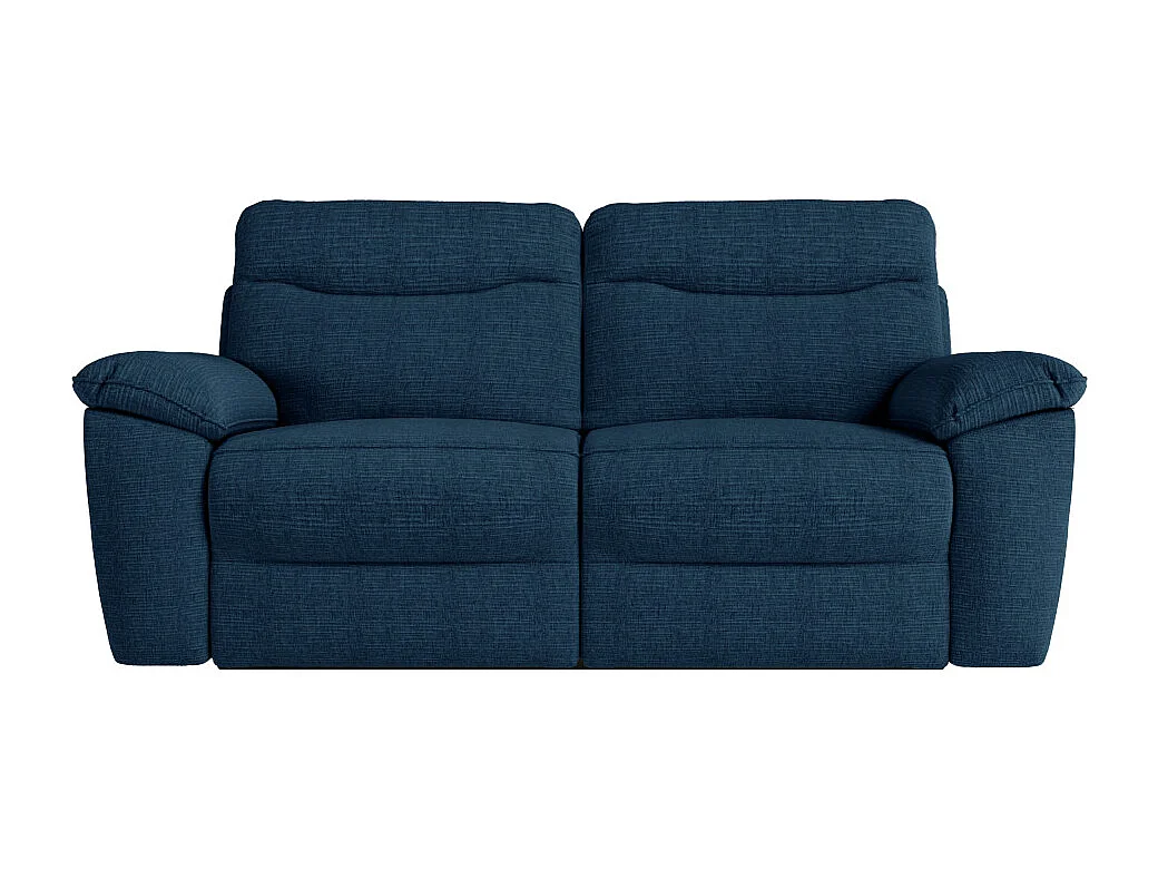 PACK - Canapé de relaxation ROSS manuel 3 places et fauteuil en tissu texturé 3D - Bleu foncé