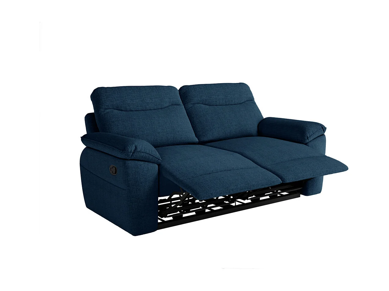 PACK - Canapé de relaxation ROSS manuel 3 places et fauteuil en tissu texturé 3D - Bleu foncé