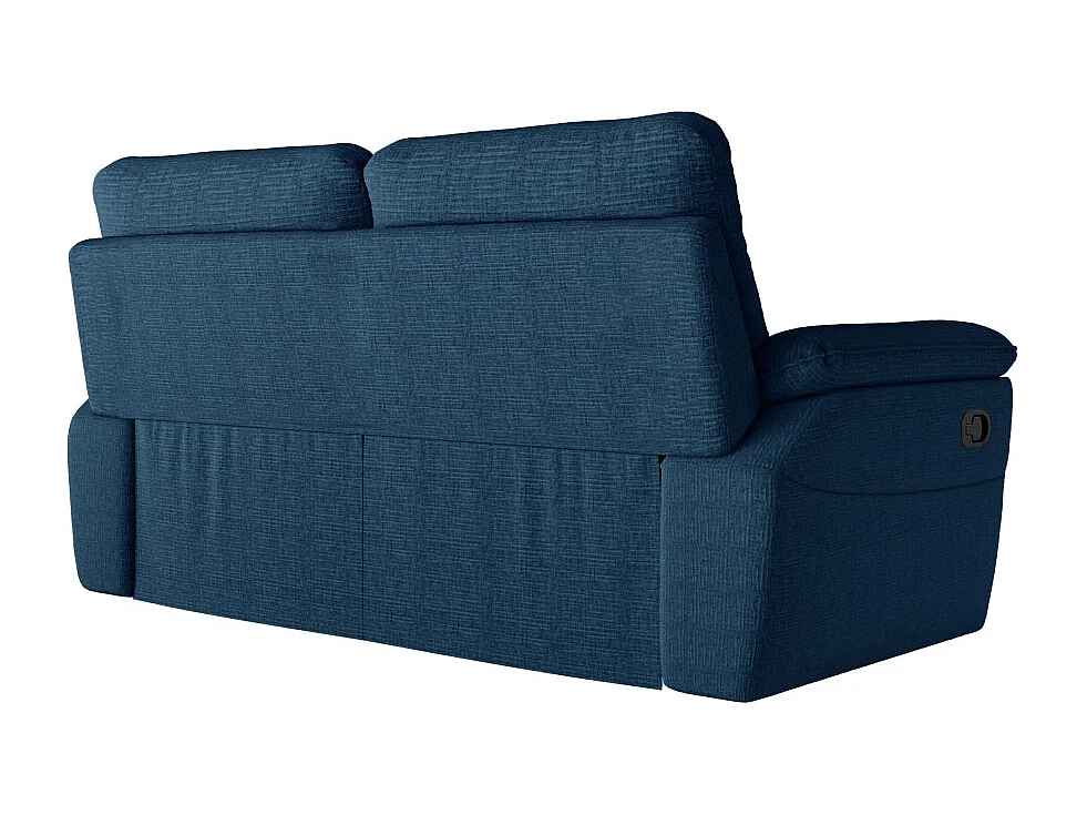 PACK - Canapé de relaxation ROSS manuel 3 places et fauteuil en tissu texturé 3D - Bleu foncé