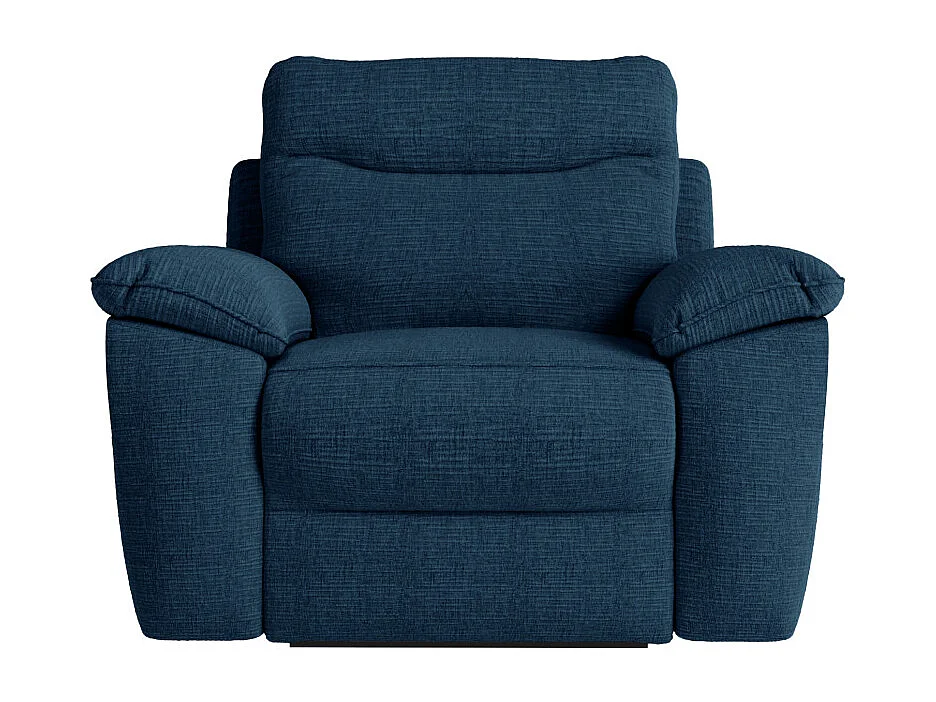 PACK - Canapé de relaxation ROSS manuel 3 places et fauteuil en tissu texturé 3D - Bleu foncé
