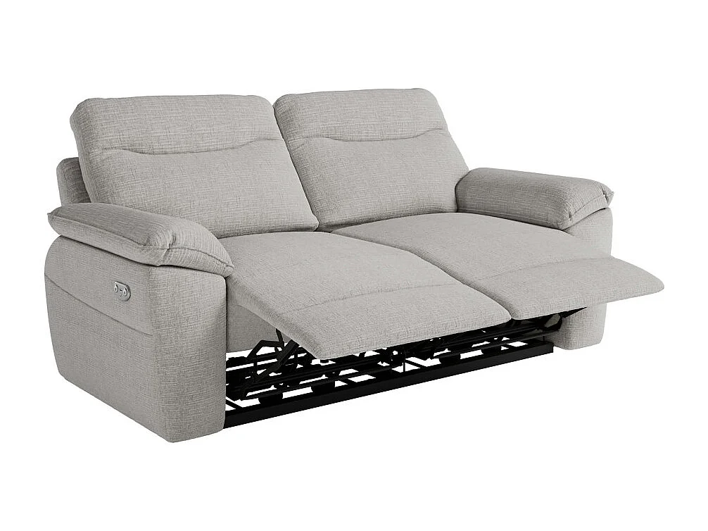 PACK - Canapé de relaxation ROSS électrique 3 places et fauteuil en tissu texturé 3D - Gris clair