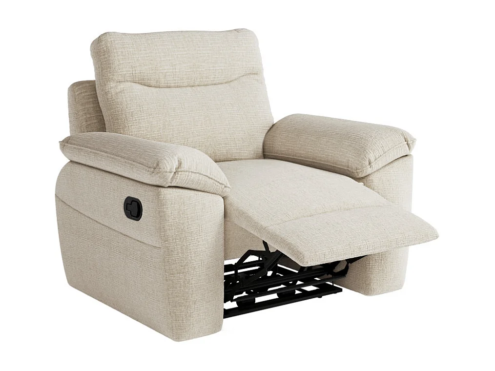 PACK - Canapé de relaxation ROSS manuel 2 places et fauteuil en tissu texturé 3D - Beige