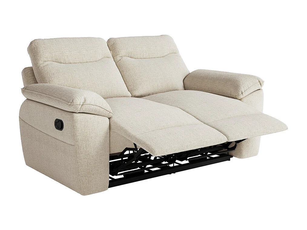 PACK - Canapé de relaxation ROSS manuel 2 places et fauteuil en tissu texturé 3D - Beige