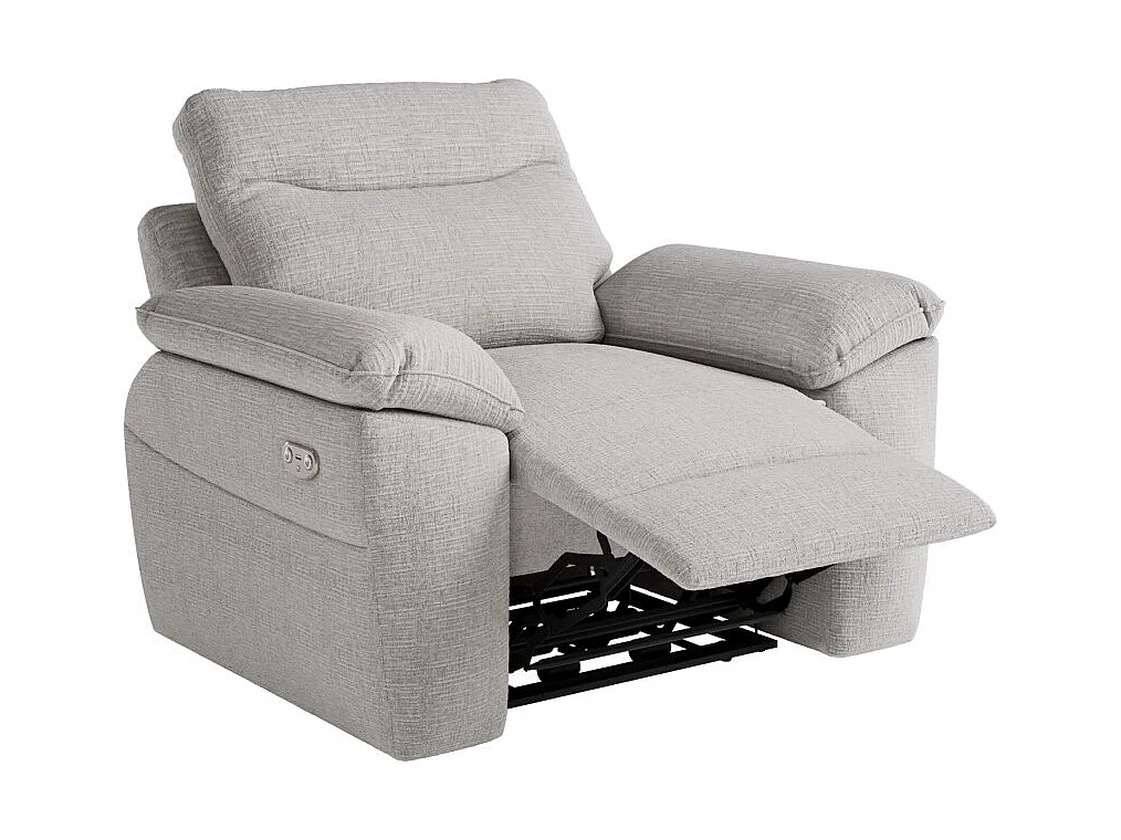 PACK - Canapé de relaxation ROSS électrique 2 places et fauteuil en tissu texturé 3D - Gris clair