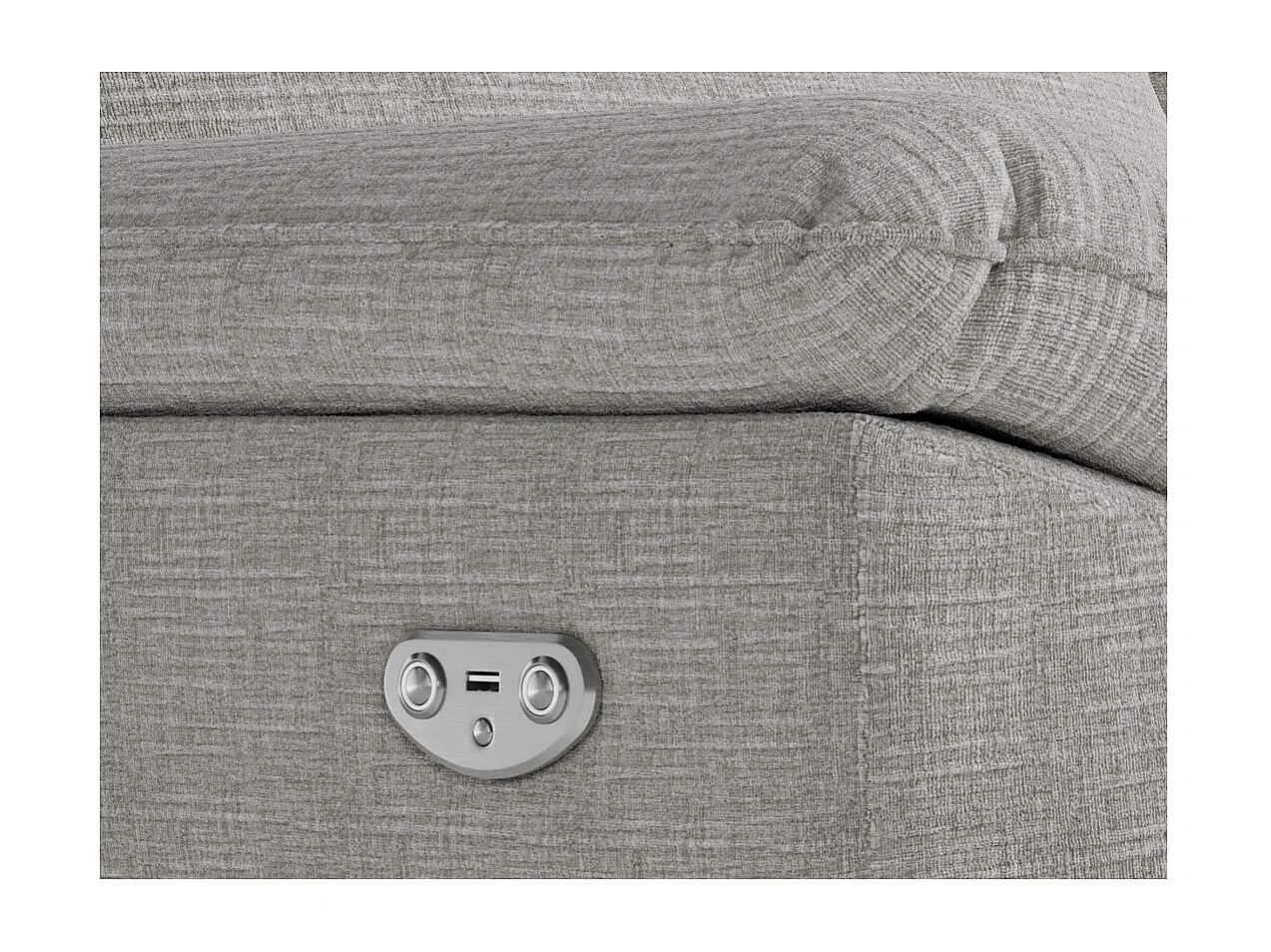 PACK - Canapé de relaxation ROSS électrique 2 places et fauteuil en tissu texturé 3D - Gris clair