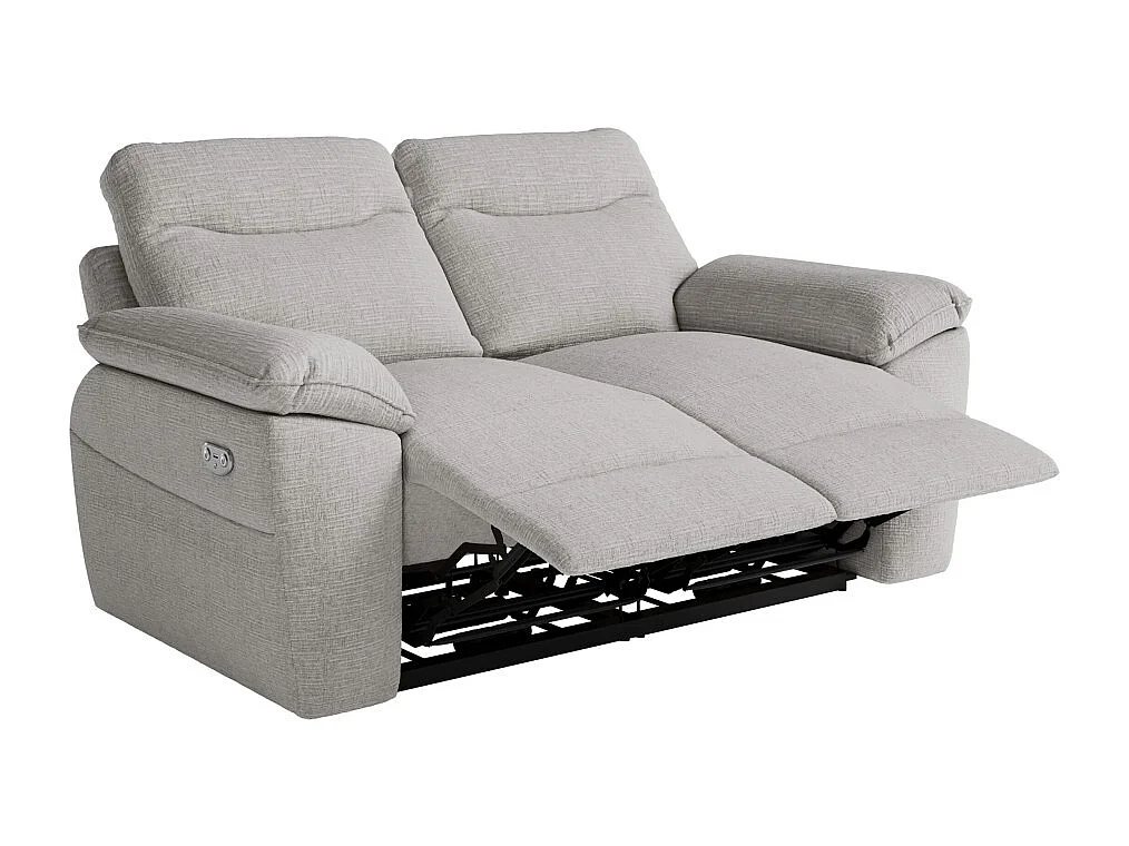 PACK - Canapé de relaxation ROSS électrique 2 places et fauteuil en tissu texturé 3D - Gris clair