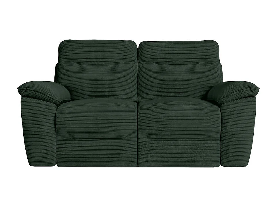 PACK - Canapé de relaxation ROSS électrique 2 places et fauteuil en velours côtelé - Vert foncé