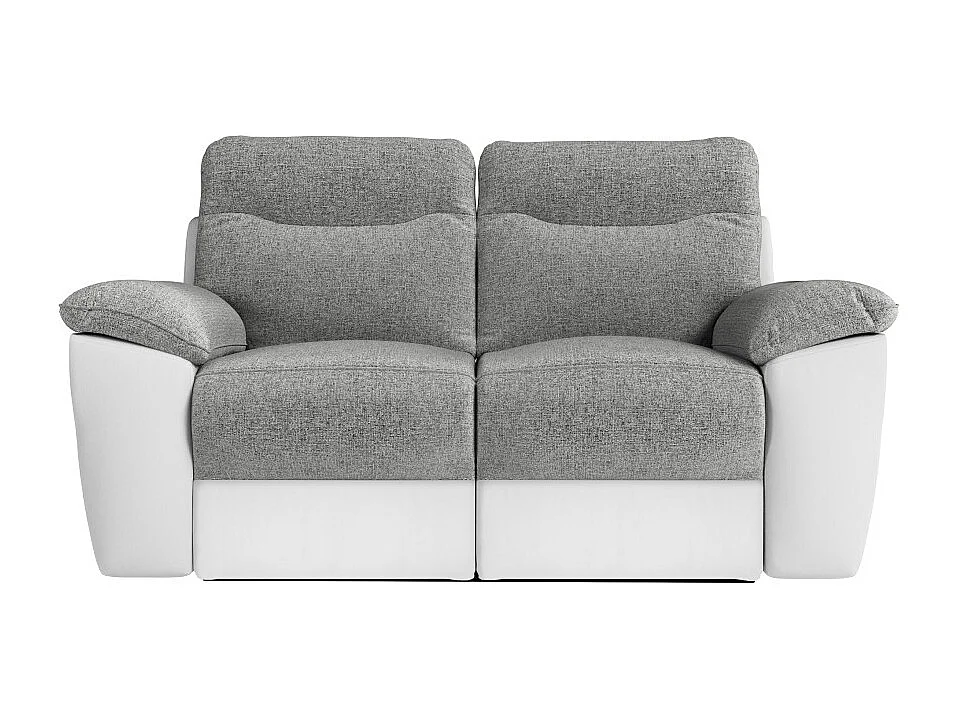 PACK - Canapé de relaxation ROSS manuel 2 places et fauteuil en tissu antitache - Blanc/Gris