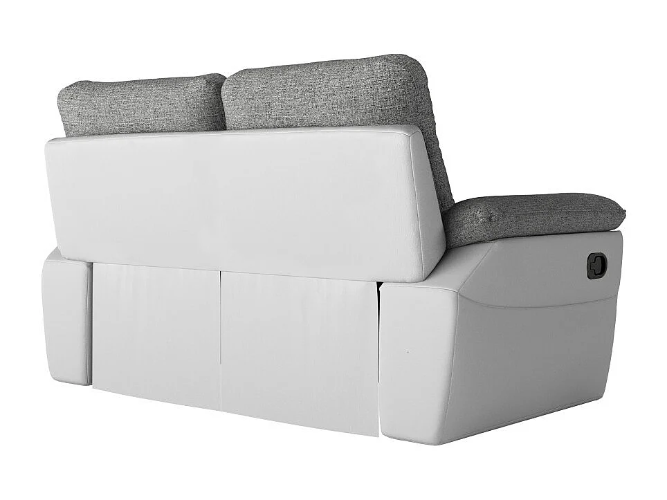 PACK - Canapé de relaxation ROSS manuel 2 places et fauteuil en tissu antitache - Blanc/Gris
