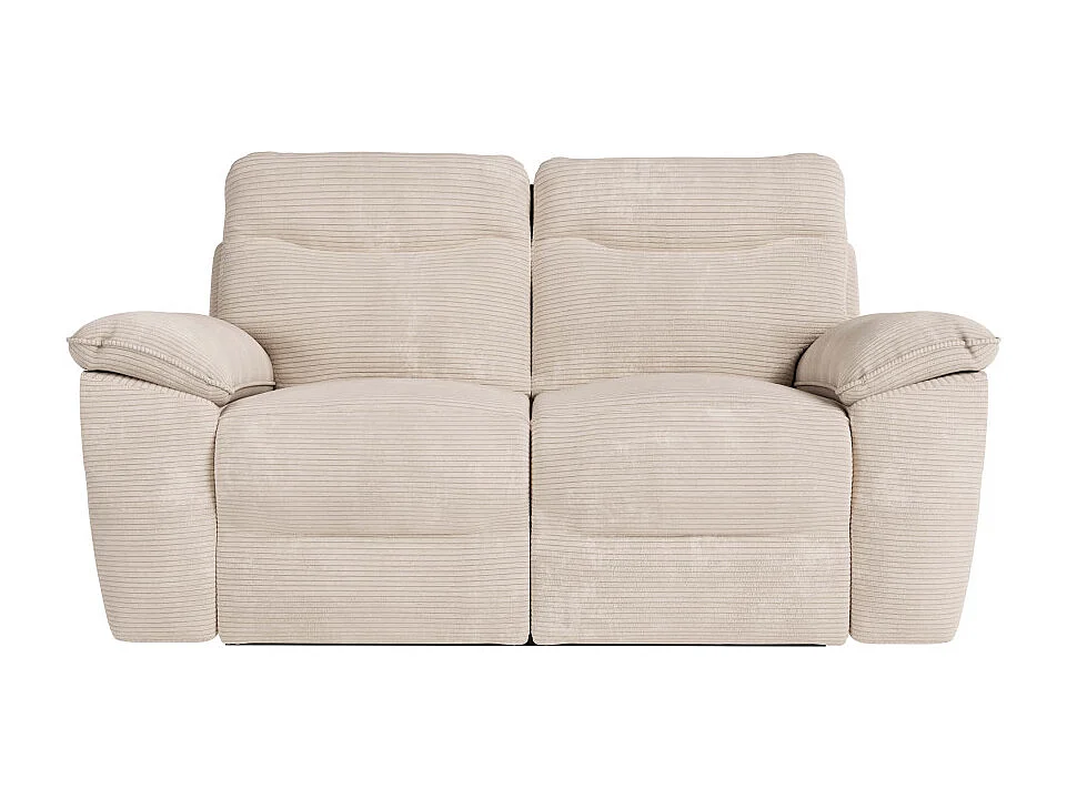 PACK - Canapé de relaxation ROSS électrique 2 places et fauteuil en velours côtelé - Beige