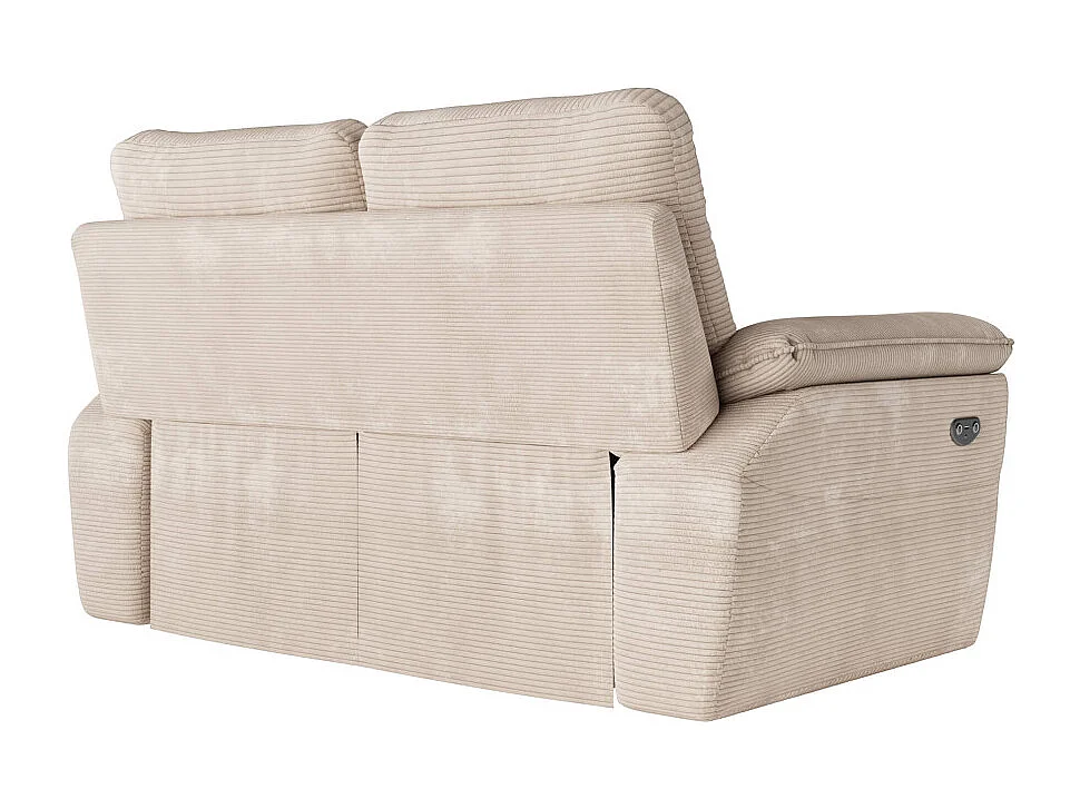 PACK - Canapé de relaxation ROSS électrique 2 places et fauteuil en velours côtelé - Beige