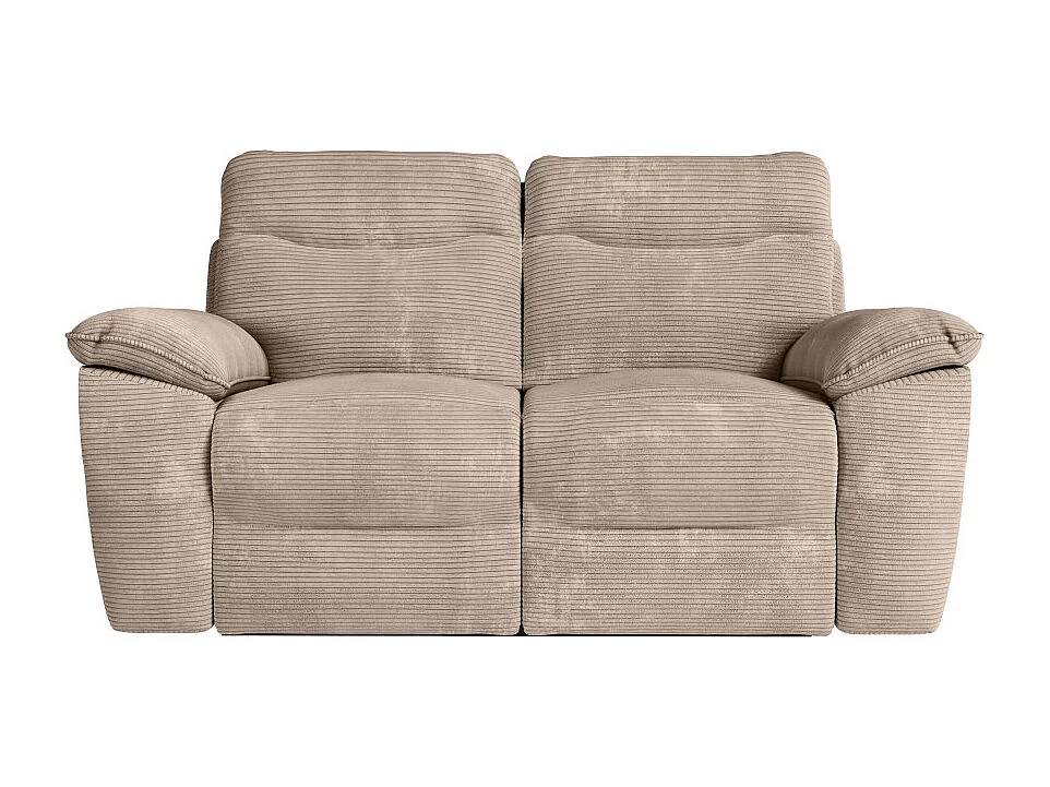 PACK - Canapé de relaxation ROSS électrique 2 places et fauteuil en velours côtelé - Taupe