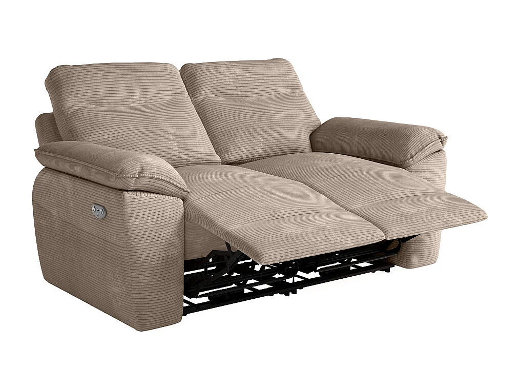 PACK - Canapé de relaxation ROSS électrique 2 places et fauteuil en velours côtelé - Taupe