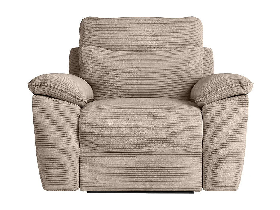 PACK - Canapé de relaxation ROSS électrique 2 places et fauteuil en velours côtelé - Taupe
