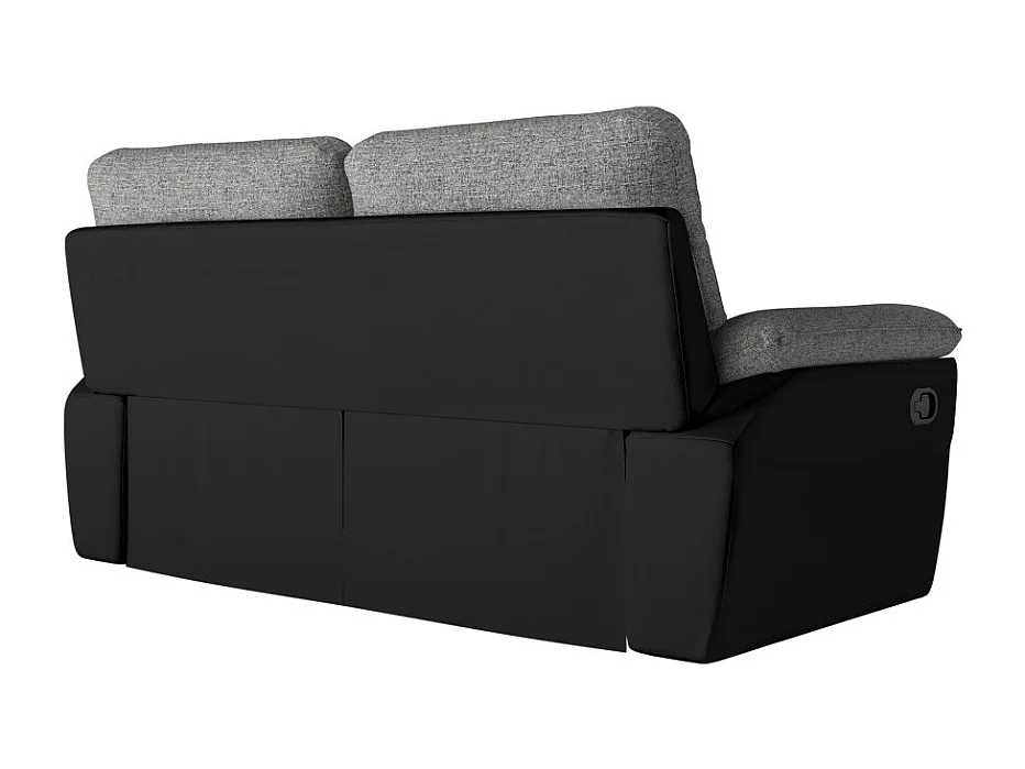 PACK - Canapé de relaxation ROSS manuel 3 places et fauteuil en tissu et simili - Noir/Gris