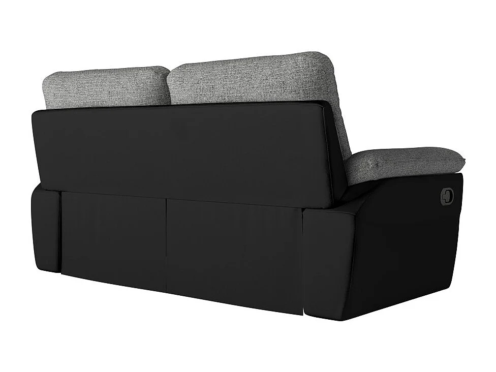 PACK - Canapé de relaxation ROSS manuel 3 places et fauteuil en tissu et simili - Noir/Gris