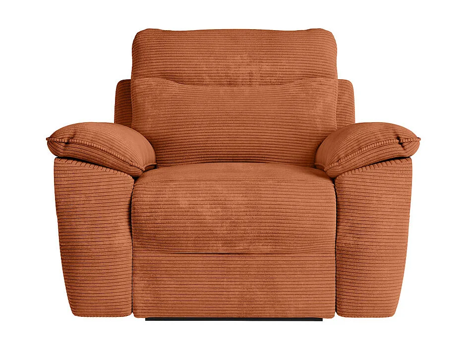 PACK - Canapé de relaxation ROSS électrique 3 places et fauteuil en velours côtelé - Terracotta