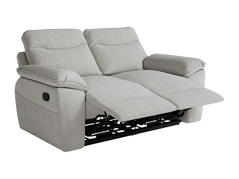 PACK - Canapé de relaxation ROSS manuel 2 places et fauteuil en tissu texturé 3D - Gris clair
