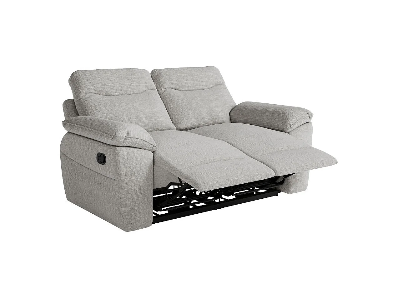 PACK - Canapé de relaxation ROSS manuel 2 places et fauteuil en tissu texturé 3D - Gris clair
