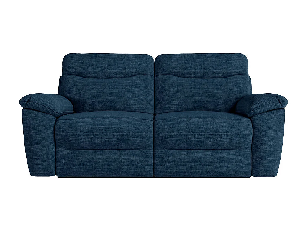 PACK - Canapé de relaxation ROSS électrique 3 places et fauteuil en tissu texturé 3D - Bleu foncé