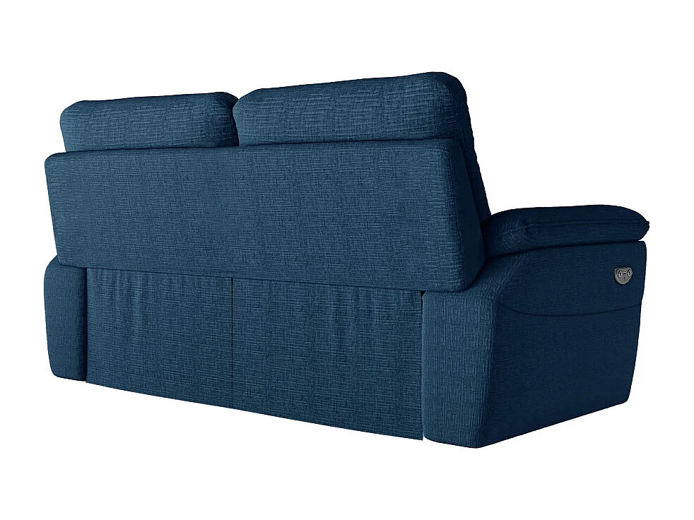 PACK - Canapé de relaxation ROSS électrique 3 places et fauteuil en tissu texturé 3D - Bleu foncé