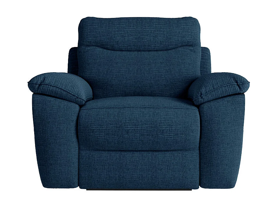 PACK - Canapé de relaxation ROSS électrique 3 places et fauteuil en tissu texturé 3D - Bleu foncé