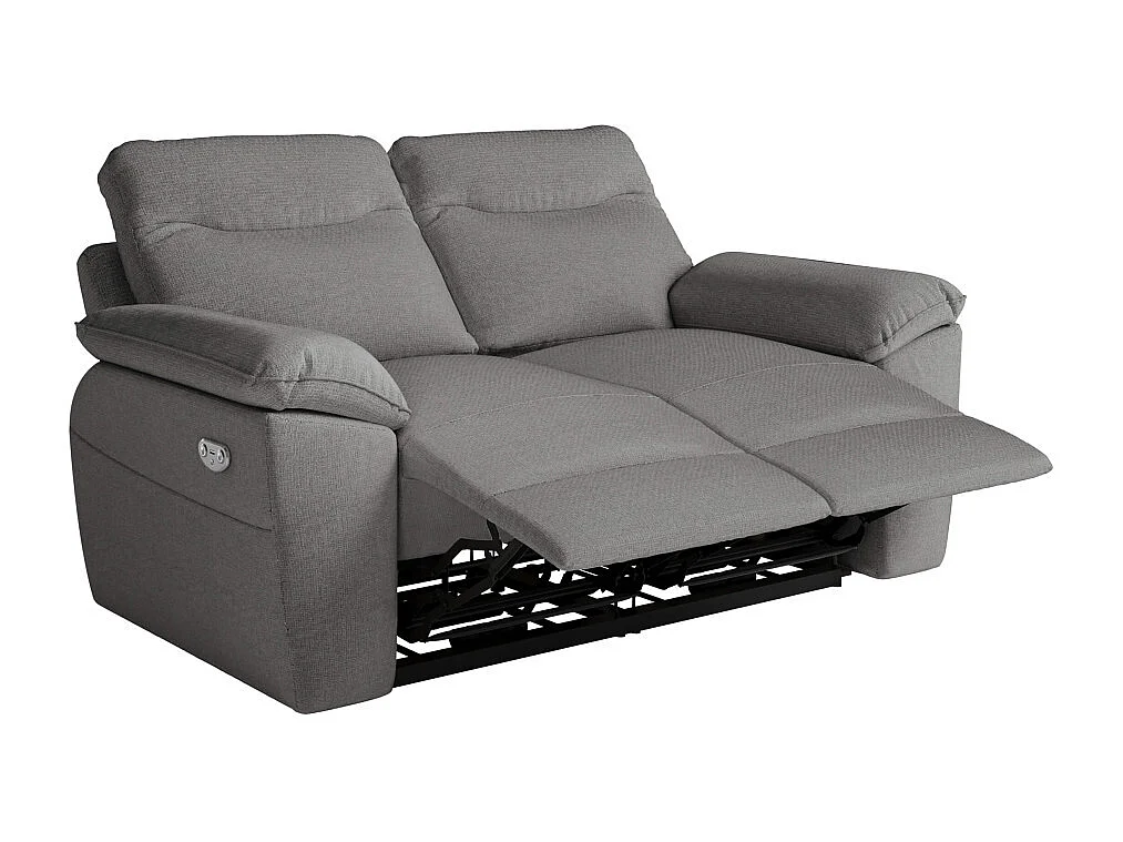 PACK - Canapé de relaxation ROSS électrique 2 places et fauteuil en tissu antitache - Gris