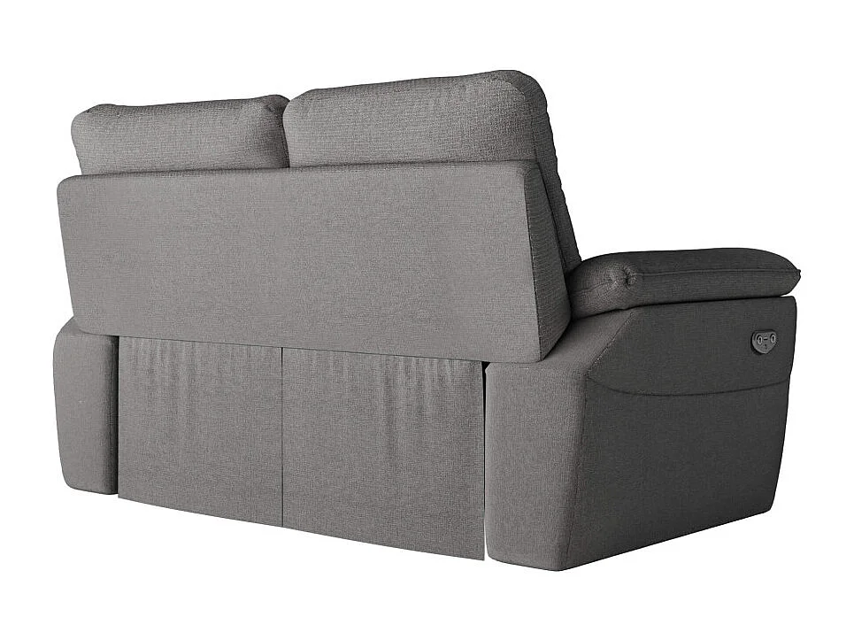PACK - Canapé de relaxation ROSS électrique 2 places et fauteuil en tissu antitache - Gris