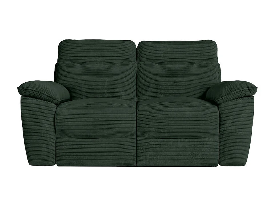 PACK - Canapé de relaxation ROSS manuel 2 places et fauteuil en velours côtelé - Vert foncé