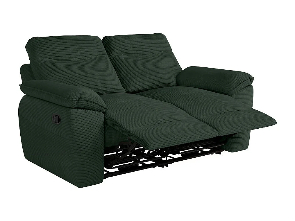 PACK - Canapé de relaxation ROSS manuel 2 places et fauteuil en velours côtelé - Vert foncé