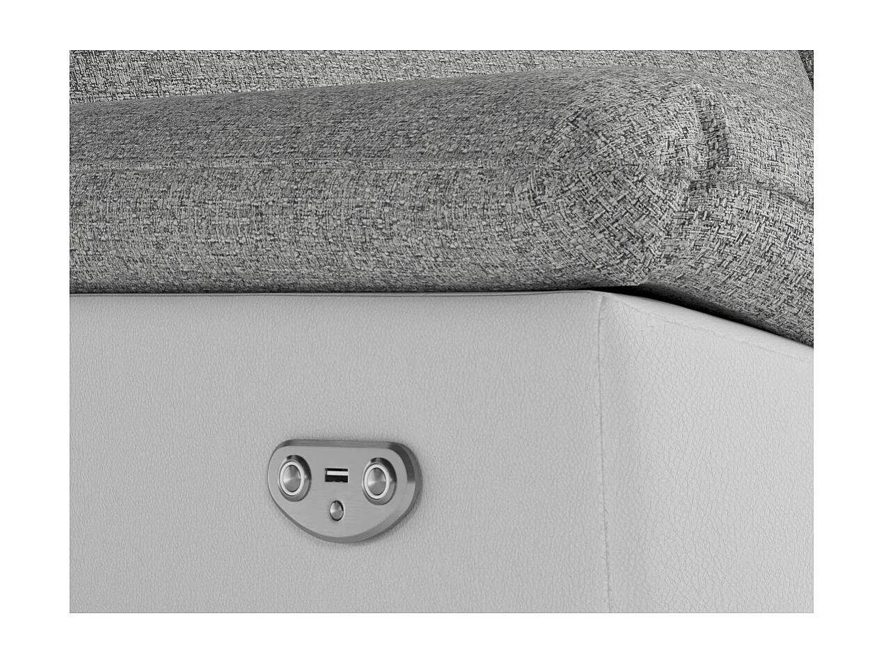 PACK - Canapé de relaxation ROSS électrique 3 places et fauteuil en tissu et simili - Blanc/Gris