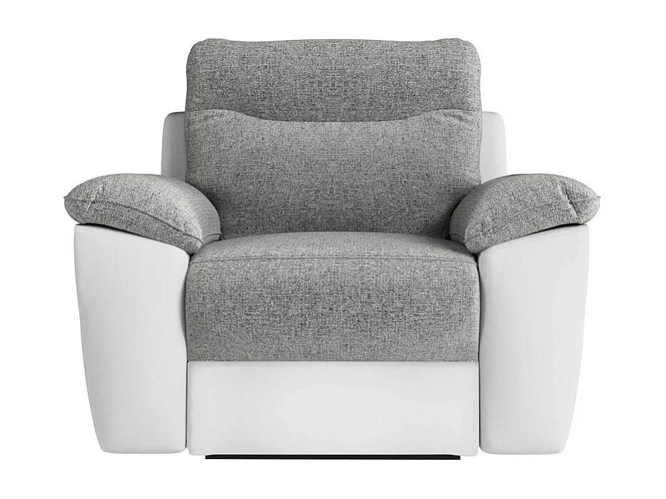 PACK - Canapé de relaxation ROSS électrique 3 places et fauteuil en tissu et simili - Blanc/Gris