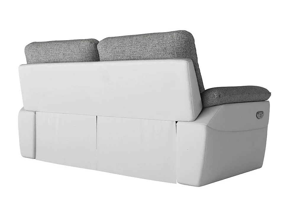 PACK - Canapé de relaxation ROSS électrique 3 places et fauteuil en tissu et simili - Blanc/Gris