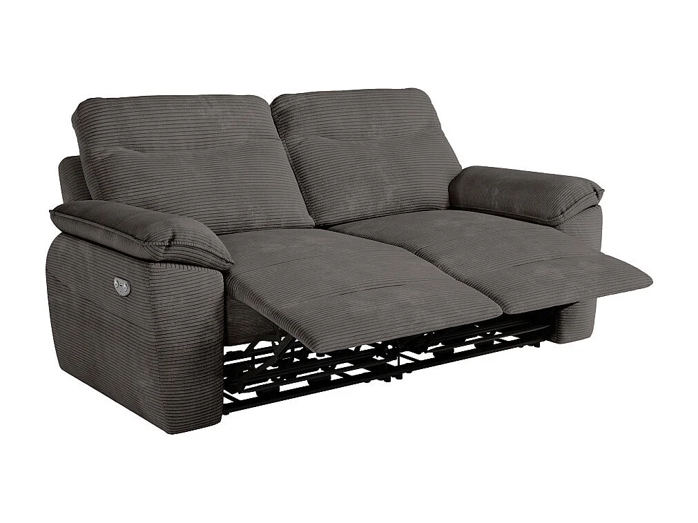 PACK - Canapé de relaxation ROSS électrique 3 places et fauteuil en velours côtelé - Gris