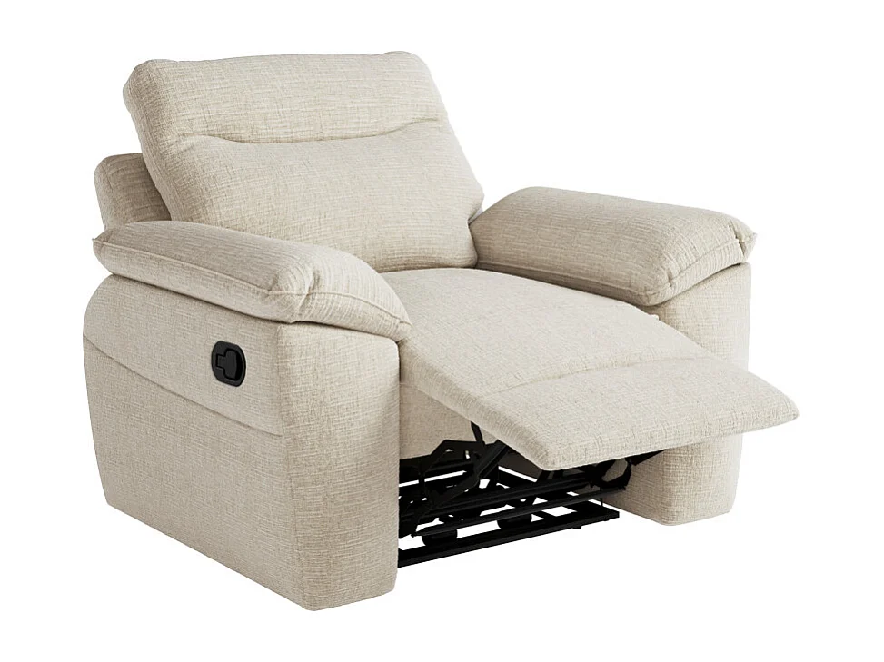 PACK - Canapé de relaxation ROSS manuel 3 places et fauteuil en tissu texturé 3D - Beige