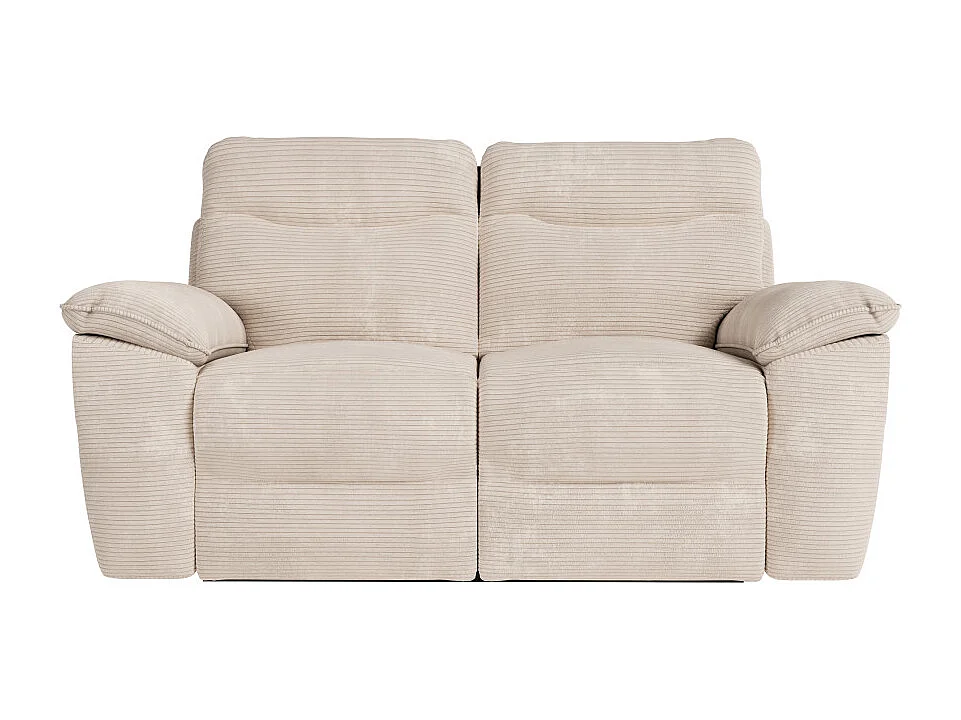 PACK - Canapé de relaxation ROSS manuel 2 places et fauteuil en velours côtelé - Beige