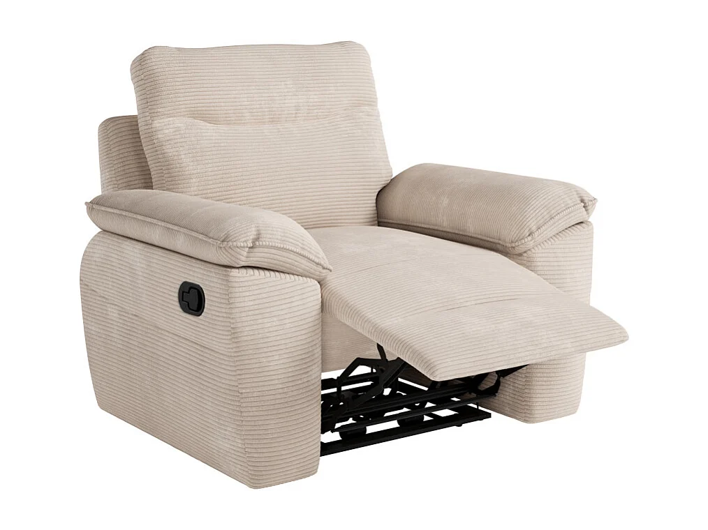 PACK - Canapé de relaxation ROSS manuel 2 places et fauteuil en velours côtelé - Beige
